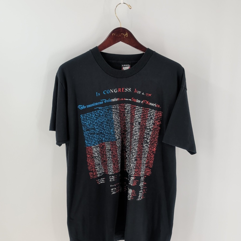 Vtg Screen Stars Best Congress July 4 1776 Wisconsin Fire Works T-Shirt Black XL